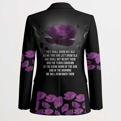 ANZAC Day Remembrance Blazer Purple Poppy We Will Remember Them