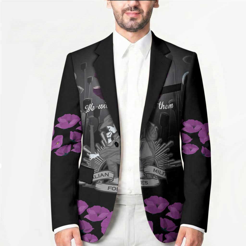 ANZAC Day Remembrance Blazer Purple Poppy We Will Remember Them