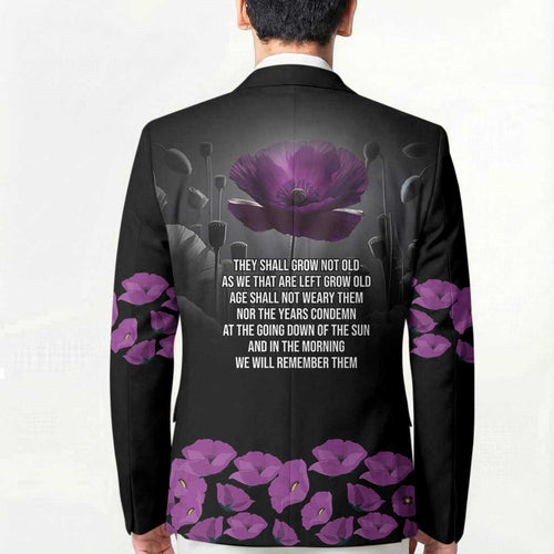 ANZAC Day Remembrance Blazer Purple Poppy We Will Remember Them