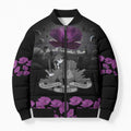 ANZAC Day Remembrance Bomber Puffer Jacket Purple Poppy We Will Remember Them