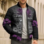 ANZAC Day Remembrance Bomber Puffer Jacket Purple Poppy We Will Remember Them