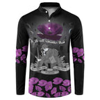 ANZAC Day Remembrance Button Sweatshirt Purple Poppy We Will Remember Them