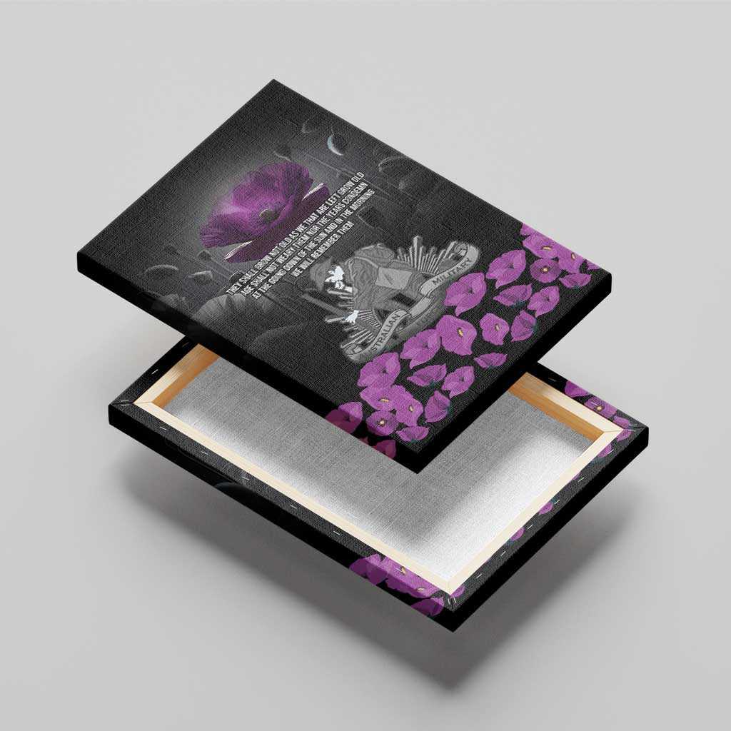ANZAC Day Remembrance Canvas Wall Art Purple Poppy We Will Remember Them