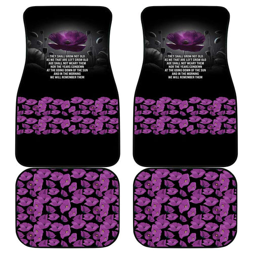 ANZAC Day Remembrance Car Mats Purple Poppy We Will Remember Them