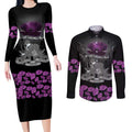 ANZAC Day Remembrance Couples Matching Long Sleeve Bodycon Dress and Long Sleeve Button Shirt Purple Poppy We Will Remember Them
