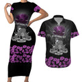 ANZAC Day Remembrance Couples Matching Short Sleeve Bodycon Dress and Hawaiian Shirt Purple Poppy We Will Remember Them
