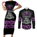 ANZAC Day Remembrance Couples Matching Short Sleeve Bodycon Dress and Long Sleeve Button Shirt Purple Poppy We Will Remember Them