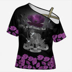 ANZAC Day Remembrance Cross Shoulder Shirt Purple Poppy We Will Remember Them