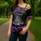 ANZAC Day Remembrance Cross Shoulder Shirt Purple Poppy We Will Remember Them
