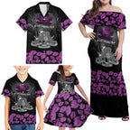 ANZAC Day Remembrance Family Matching Off Shoulder Maxi Dress and Hawaiian Shirt Purple Poppy We Will Remember Them