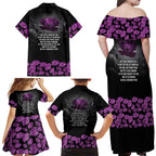 ANZAC Day Remembrance Family Matching Off Shoulder Maxi Dress and Hawaiian Shirt Purple Poppy We Will Remember Them