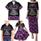 ANZAC Day Remembrance Family Matching Puletasi and Hawaiian Shirt Purple Poppy We Will Remember Them
