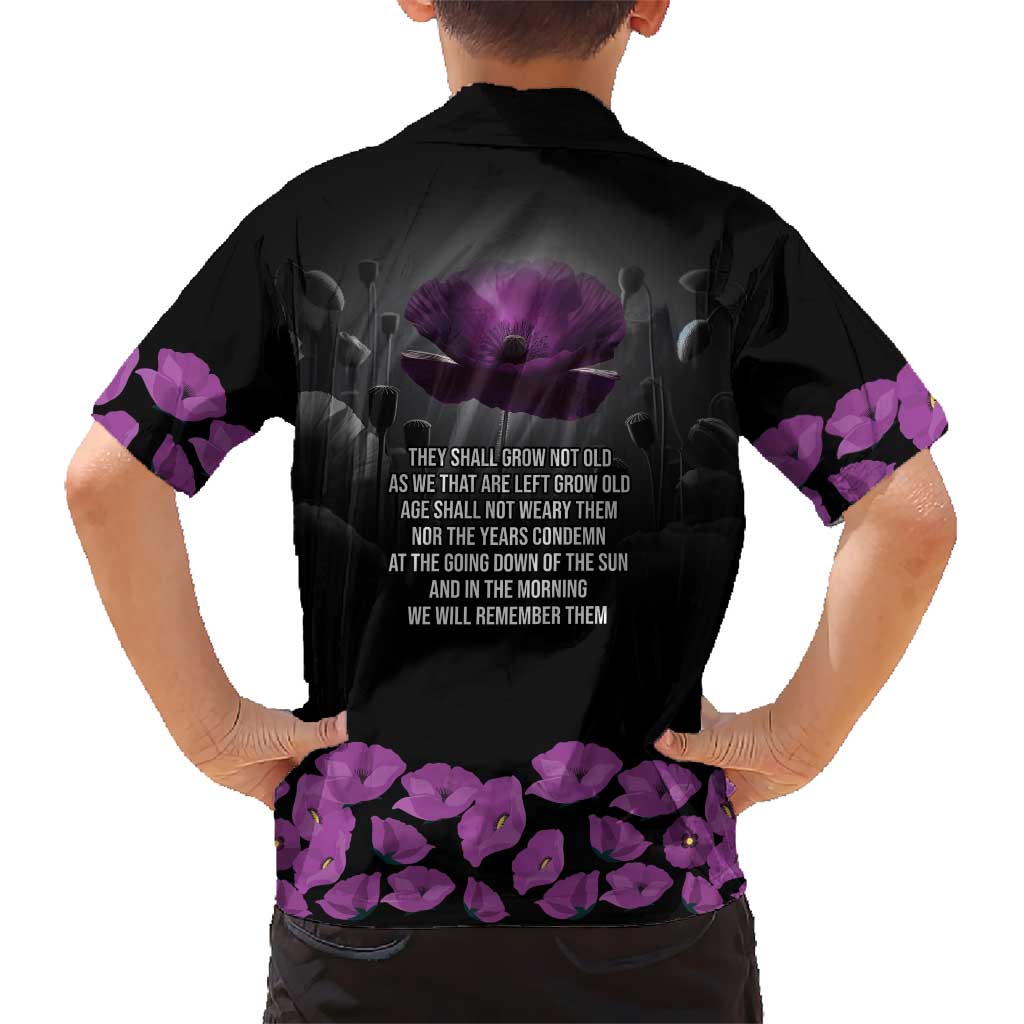 ANZAC Day Remembrance Family Matching Puletasi and Hawaiian Shirt Purple Poppy We Will Remember Them