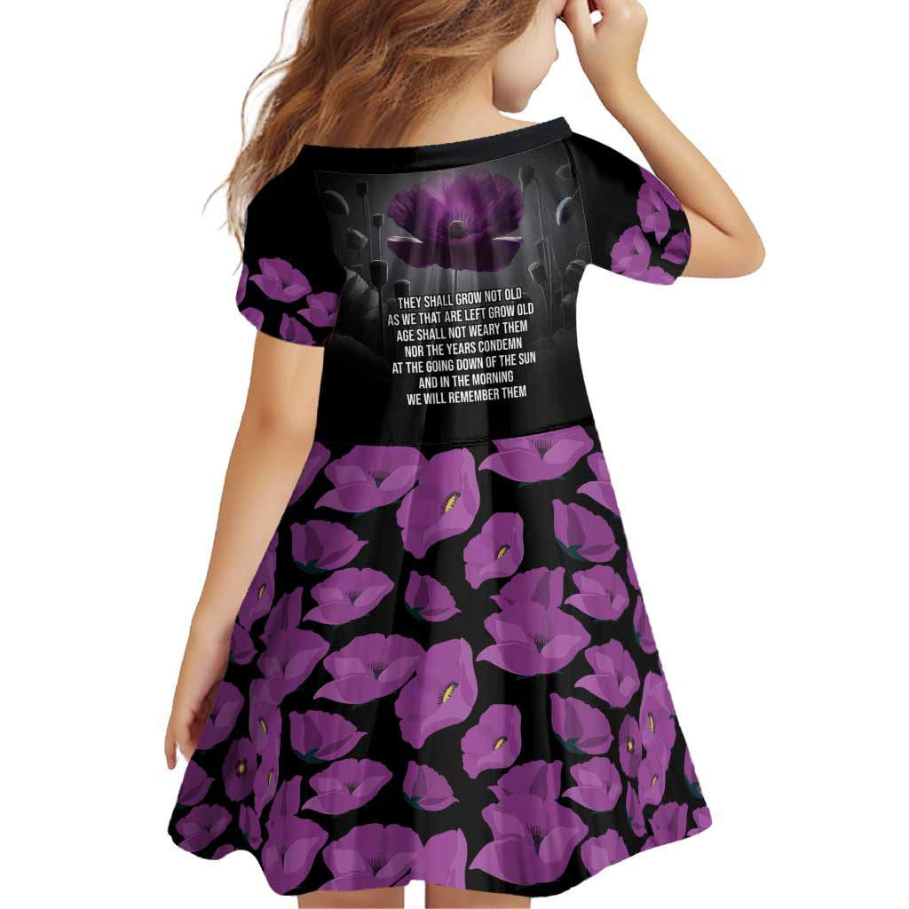 ANZAC Day Remembrance Family Matching Summer Maxi Dress and Hawaiian Shirt Purple Poppy We Will Remember Them