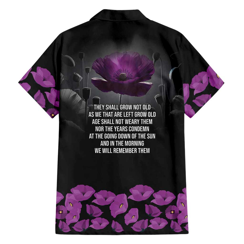 ANZAC Day Remembrance Family Matching Summer Maxi Dress and Hawaiian Shirt Purple Poppy We Will Remember Them