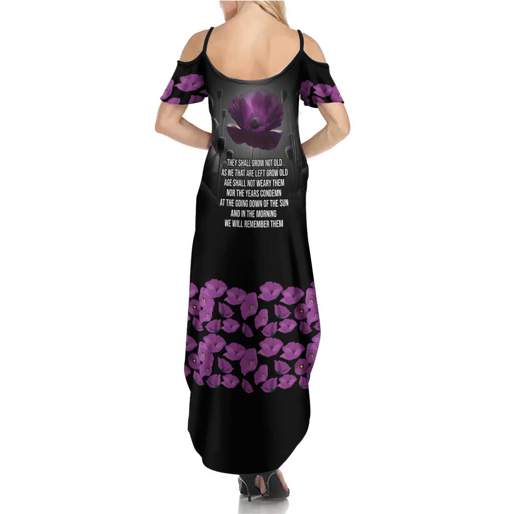 ANZAC Day Remembrance Family Matching Summer Maxi Dress and Hawaiian Shirt Purple Poppy We Will Remember Them
