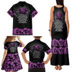 ANZAC Day Remembrance Family Matching Tank Maxi Dress and Hawaiian Shirt Purple Poppy We Will Remember Them