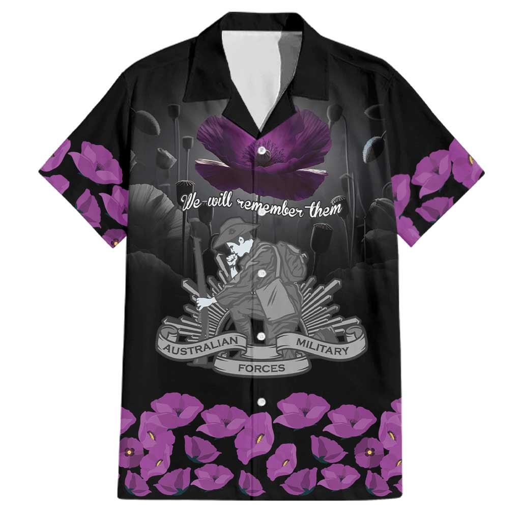 ANZAC Day Remembrance Family Matching Tank Maxi Dress and Hawaiian Shirt Purple Poppy We Will Remember Them
