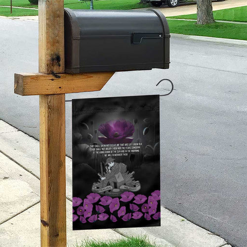 ANZAC Day Remembrance Garden Flag Purple Poppy We Will Remember Them