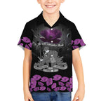 ANZAC Day Remembrance Kid Hawaiian Shirt Purple Poppy We Will Remember Them