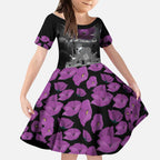 ANZAC Day Remembrance Kid Short Sleeve Dress Purple Poppy We Will Remember Them