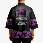 ANZAC Day Remembrance Kimono Purple Poppy We Will Remember Them