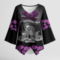 ANZAC Day Remembrance Kimono Sleeve Blouse Purple Poppy We Will Remember Them