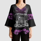 ANZAC Day Remembrance Kimono Sleeve Blouse Purple Poppy We Will Remember Them