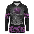 ANZAC Day Remembrance Long Sleeve Polo Shirt Purple Poppy We Will Remember Them