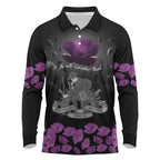 ANZAC Day Remembrance Long Sleeve Polo Shirt Purple Poppy We Will Remember Them