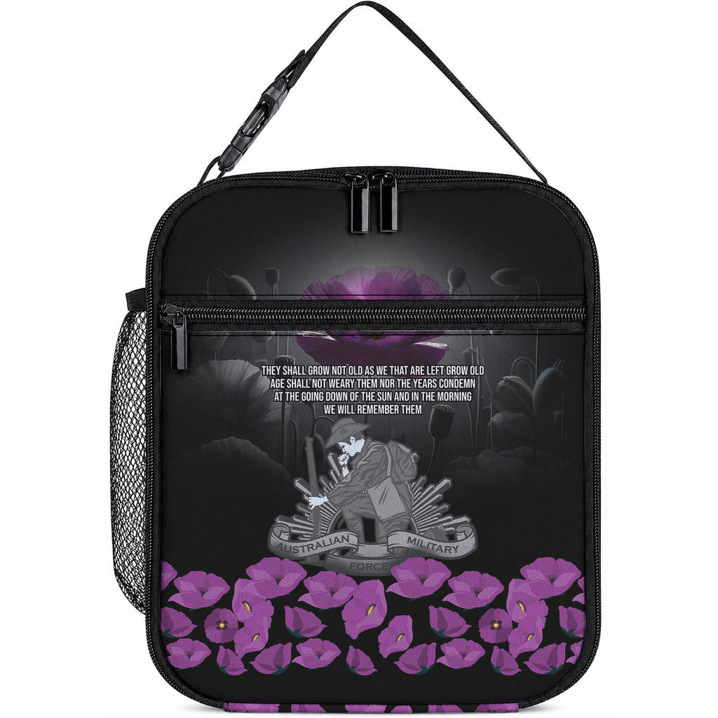 ANZAC Day Remembrance Lunch Bag Purple Poppy We Will Remember Them