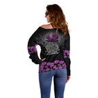 ANZAC Day Remembrance Off Shoulder Sweater Purple Poppy We Will Remember Them