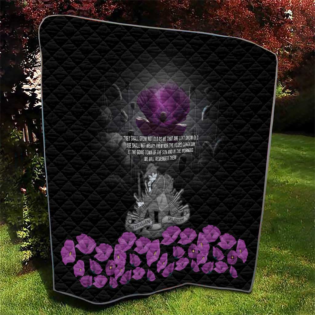 ANZAC Day Remembrance Quilt Purple Poppy We Will Remember Them