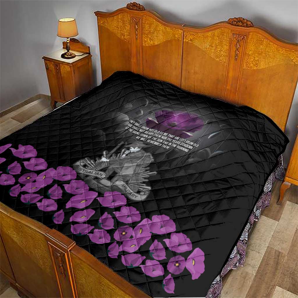 ANZAC Day Remembrance Quilt Purple Poppy We Will Remember Them