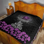 ANZAC Day Remembrance Quilt Purple Poppy We Will Remember Them