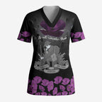 ANZAC Day Remembrance Scrub Top Purple Poppy We Will Remember Them