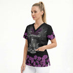 ANZAC Day Remembrance Scrub Top Purple Poppy We Will Remember Them