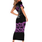 ANZAC Day Remembrance Short Sleeve Bodycon Dress Purple Poppy We Will Remember Them