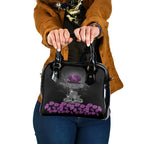 ANZAC Day Remembrance Shoulder Handbag Purple Poppy We Will Remember Them