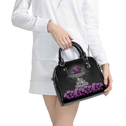 ANZAC Day Remembrance Shoulder Handbag Purple Poppy We Will Remember Them