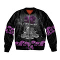 ANZAC Day Remembrance Sleeve Zip Bomber Jacket Purple Poppy We Will Remember Them