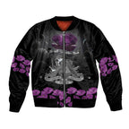 ANZAC Day Remembrance Sleeve Zip Bomber Jacket Purple Poppy We Will Remember Them
