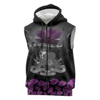 ANZAC Day Remembrance Sleeveless Zip Hoodie Purple Poppy We Will Remember Them