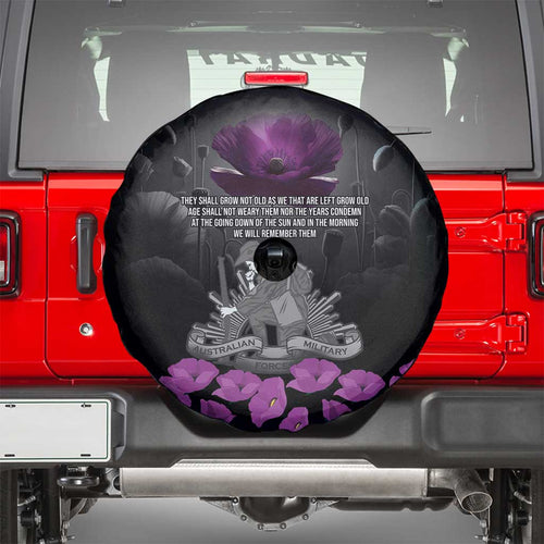 ANZAC Day Remembrance Spare Tire Cover Purple Poppy We Will Remember Them