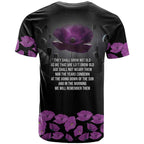 ANZAC Day Remembrance T Shirt Purple Poppy We Will Remember Them