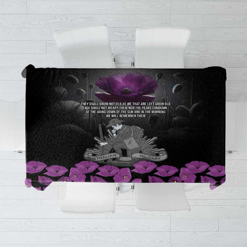 ANZAC Day Remembrance Tablecloth Purple Poppy We Will Remember Them