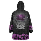 ANZAC Day Remembrance Wearable Blanket Hoodie Purple Poppy We Will Remember Them