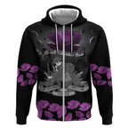 ANZAC Day Remembrance Zip Hoodie Purple Poppy We Will Remember Them