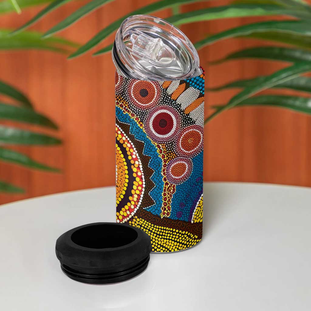 A Bright Future NAIDOC 2025 4 in 1 Can Cooler Tumbler Aboriginal Indigenous Art