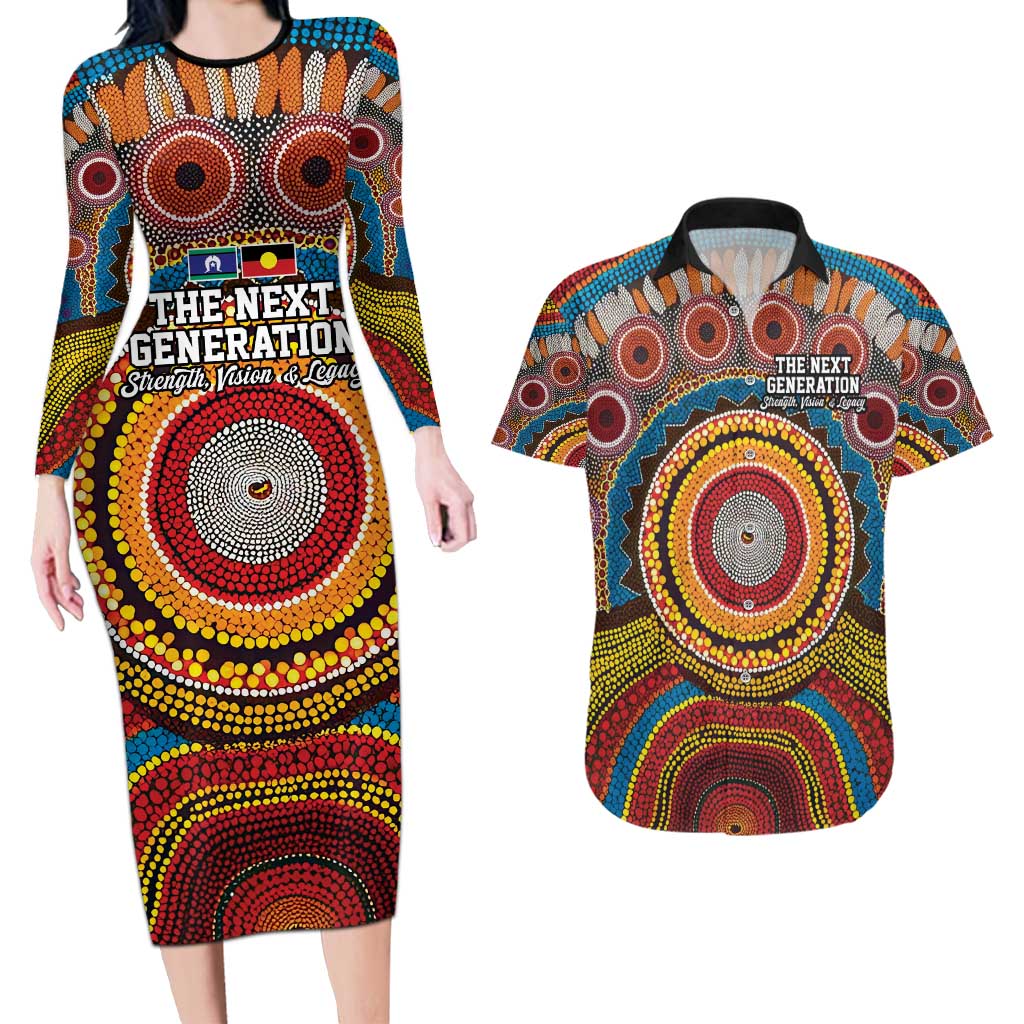 A Bright Future NAIDOC 2025 Couples Matching Long Sleeve Bodycon Dress and Hawaiian Shirt Aboriginal Indigenous Art